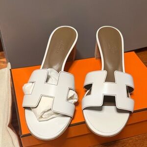 Hermes oasis White Leather Sandals